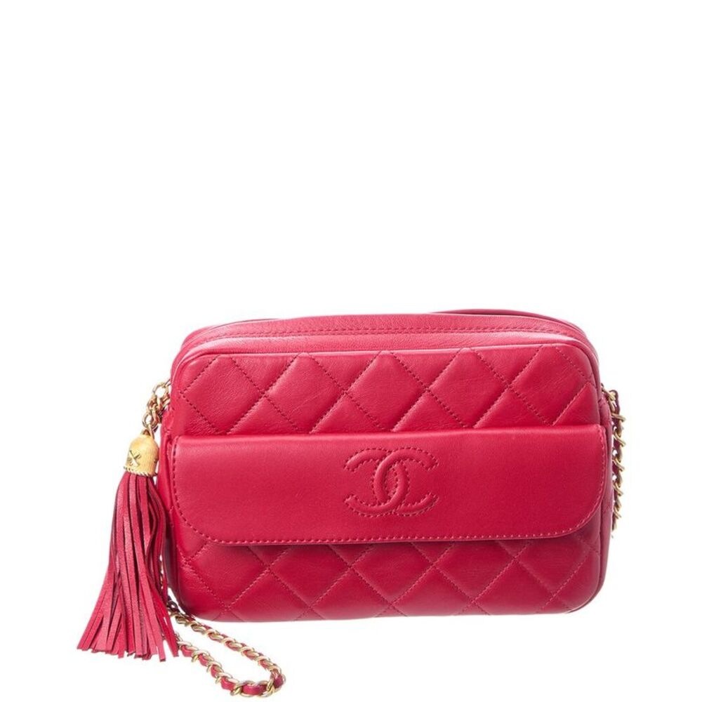 Chanel Fuchsia Quilted Lambskin Leather Small Camera Case (Authentic Pre-Loved)